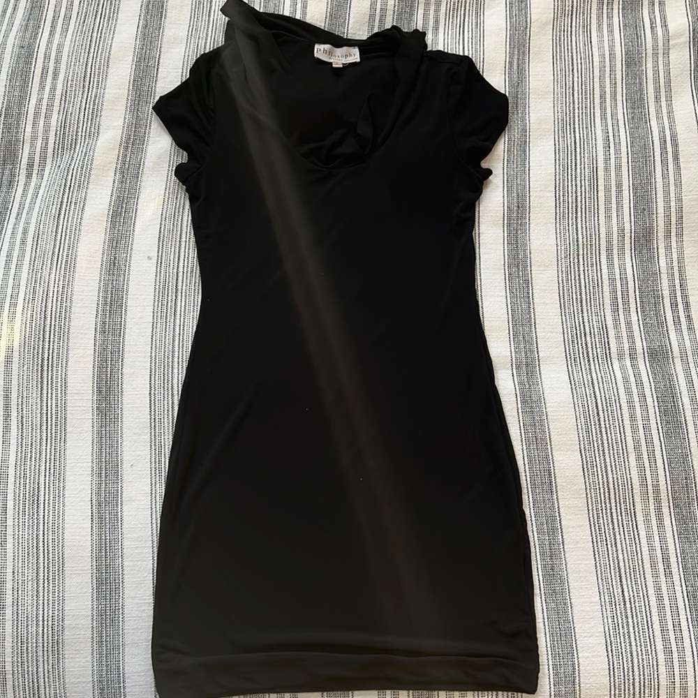 Philosophy black hooded dress